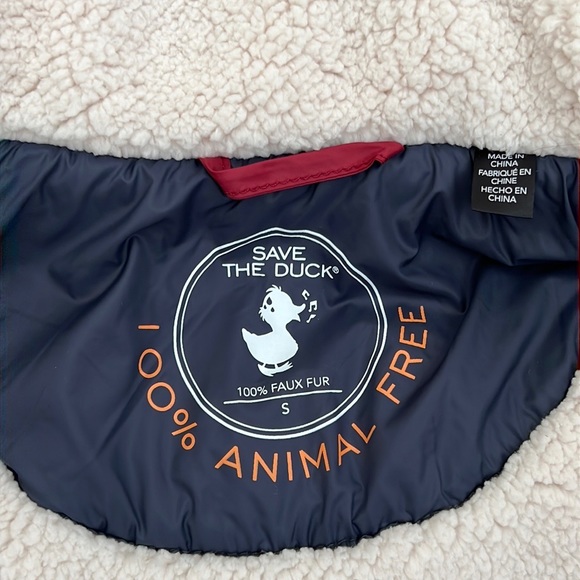 NWT Save the Duck Faux Shearling Puffer Jacket in Ruby Red - Picture 10 of 16